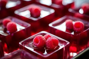 AI generated Raspberry jelly shots. Generate Ai photo