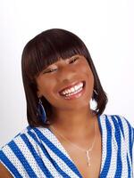 Young black woman with big smile portrait photo