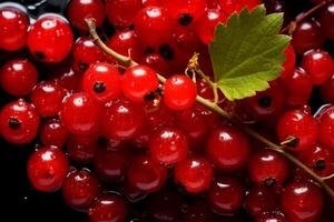 AI generated Red currant berries water drops. Generate Ai photo