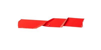 parte superior ver de soltero rojo adhesivo cinta o paño cinta raya aislado en blanco antecedentes con recorte camino foto