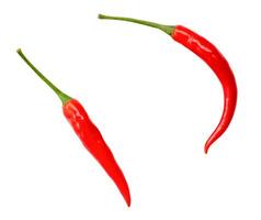 Top view set of red chili peppers isolated on white background with clipping path photo