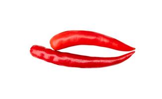 Top view set of red chili peppers isolated on white background with clipping path photo
