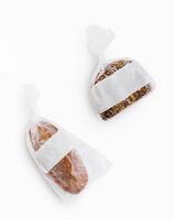 bread in plastic bags on top view photo