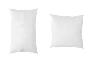 two white sleeping pillows of different shapes photo