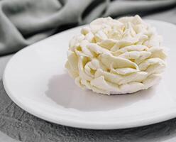 Coffee Mousse Cake on white plate photo