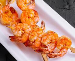 Grilled Shrimp Scampi Skewers close up photo