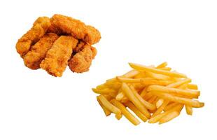 French fries and and chicken nuggets isolated photo