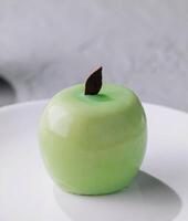 verde manzana conformado mousse pastel cerca arriba foto