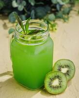 Kiwi Lemonade with Mint in Glass photo