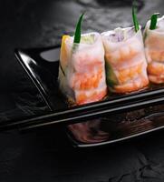 Fresh Vietnamese spring rolls with shrimps photo