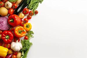 AI generated Assortment of fresh vegetables on a white background. photo