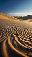 AI generated Desert Dreams  Endless Sands Shifting Underneath Vast Blue Sky photo