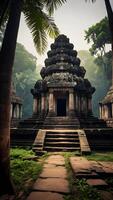 AI generated Ancient Temples  Stone Structures Standing Amidst Jungle Canopy photo