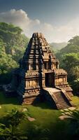 AI generated Ancient Temples  Stone Structures Standing Amidst Jungle Canopy photo