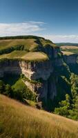 AI generated Epic Escarpments  Steep Cliff Faces Carved by Nature photo