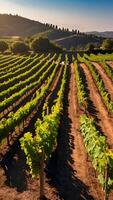 AI generated Vibrant Vineyards  Rows of Grapevines Basking in Sunlight photo