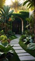 AI generated Secret Gardens  Hidden Oasis Brimming with Exotic Plants photo