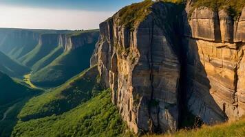 ai generado épico escarpes escarpado acantilado caras tallado por naturaleza foto