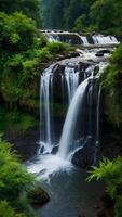 AI generated Majestic Waterfalls  Thundering Cascades Amidst Lush Greenery photo