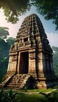 AI generated Ancient Temples  Stone Structures Standing Amidst Jungle Canopy photo