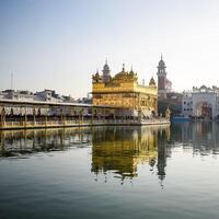 Beautiful view of Golden Temple - Harmandir Sahib in Amritsar, Punjab, India, Famous indian sikh landmark, Golden Temple, the main sanctuary of Sikhs in Amritsar, India photo