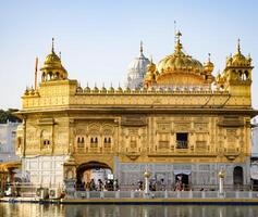 Beautiful view of Golden Temple - Harmandir Sahib in Amritsar, Punjab, India, Famous indian sikh landmark, Golden Temple, the main sanctuary of Sikhs in Amritsar, India photo