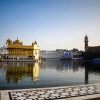 Beautiful view of Golden Temple - Harmandir Sahib in Amritsar, Punjab, India, Famous indian sikh landmark, Golden Temple, the main sanctuary of Sikhs in Amritsar, India photo