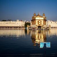 Beautiful view of Golden Temple - Harmandir Sahib in Amritsar, Punjab, India, Famous indian sikh landmark, Golden Temple, the main sanctuary of Sikhs in Amritsar, India photo