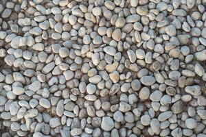 White pebble stone texture on the ground. photo