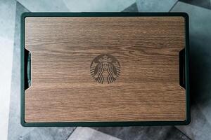 Bangkok, Thailand - February 29, 2024 A gift exclusive for member gold level from Starbucks. photo