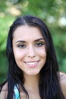 Portrait young caucasian woman outdoors freckles photo