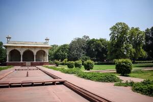 Architectural details of Lal Qila - Red Fort situated in Old Delhi, India, View inside Delhi Red Fort the famous Indian landmarks photo