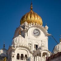 View of details of architecture inside Golden Temple - Harmandir Sahib in Amritsar, Punjab, India, Famous indian sikh landmark, Golden Temple, the main sanctuary of Sikhs in Amritsar, India photo