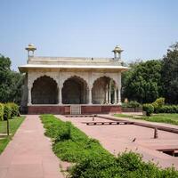 Architectural details of Lal Qila - Red Fort situated in Old Delhi, India, View inside Delhi Red Fort the famous Indian landmarks photo