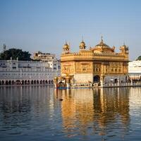 Beautiful view of Golden Temple - Harmandir Sahib in Amritsar, Punjab, India, Famous indian sikh landmark, Golden Temple, the main sanctuary of Sikhs in Amritsar, India photo