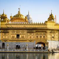 Beautiful view of Golden Temple - Harmandir Sahib in Amritsar, Punjab, India, Famous indian sikh landmark, Golden Temple, the main sanctuary of Sikhs in Amritsar, India photo