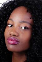 Closeup Portrait Attractive African American Teen Woman photo