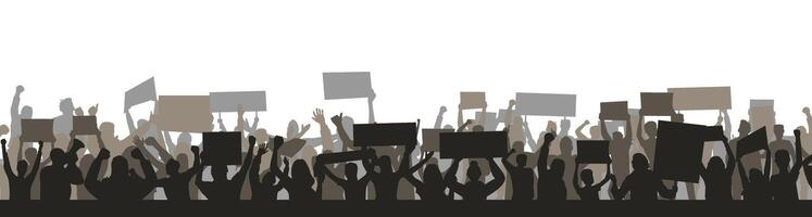 Protest crowd holding up placard style isolated on white background vector