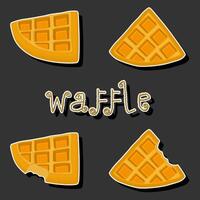 Illustration on theme big kit different types biscuit waffle with cell, dessert cookie vector