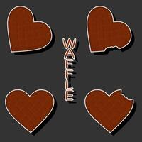 Illustration on theme big kit different types biscuit waffle with cell, dessert cookie vector