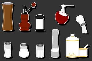ilustración en tema grande conjunto diferente tipos mercancía lleno sal para orgánico Cocinando vector