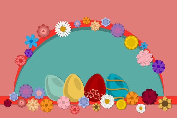 Illustration on theme celebration holiday Easter with hunt colorful bright eggs