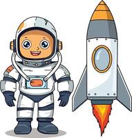 Astronaut cartoon character standing on a white background vector