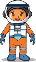 astronauta dibujos animados personaje en pie en un blanco antecedentes vector