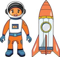 astronauta dibujos animados personaje en pie en un blanco antecedentes vector