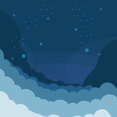 Sky background full of clouds, Illustrator drawing