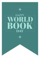 happy world book day, ribbon minimalist vector