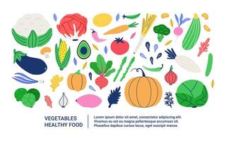 Healthy graphic banner with vegetables vector