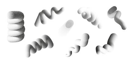 Grainy noise 3d abstract black gradient liquid shapes vector set