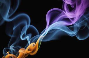 AI generated colorful smoke against black background close up photo
